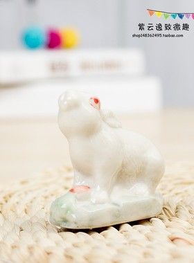 十二生肖陶瓷小摆件鼠牛虎兔龙蛇马羊猴鸡狗猪 家居小装饰品摆设