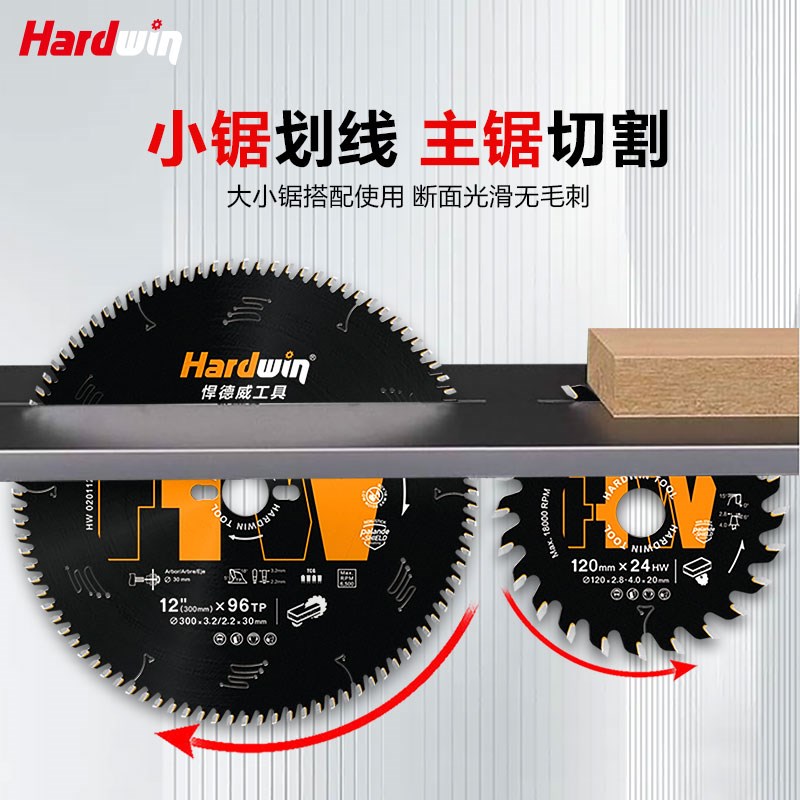 悍德威精密推台锯锯片木工专用裁板锯子母锯片电子锯锯片300*96齿