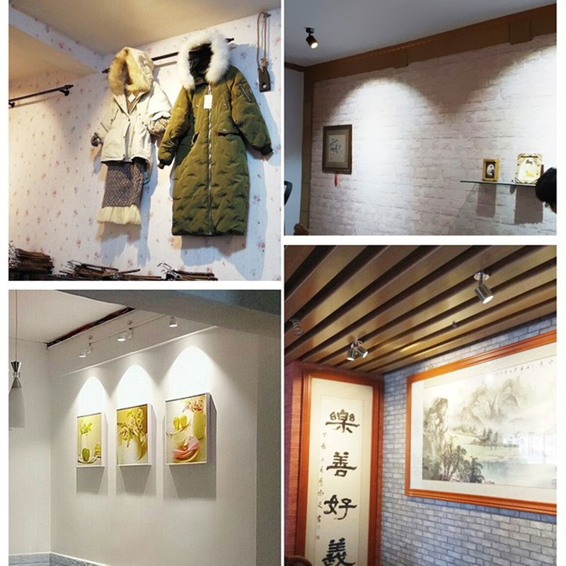 迷你明装led小射灯吸顶免开孔客厅照画1W3W5W万向可调彩色聚光灯