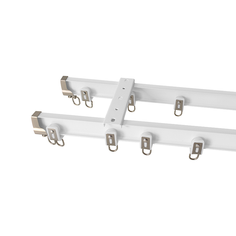 窗帘轨道U型弯轨铝合金滑轨静音滑道滑轮顶装侧装L型飘窗阳台导轨