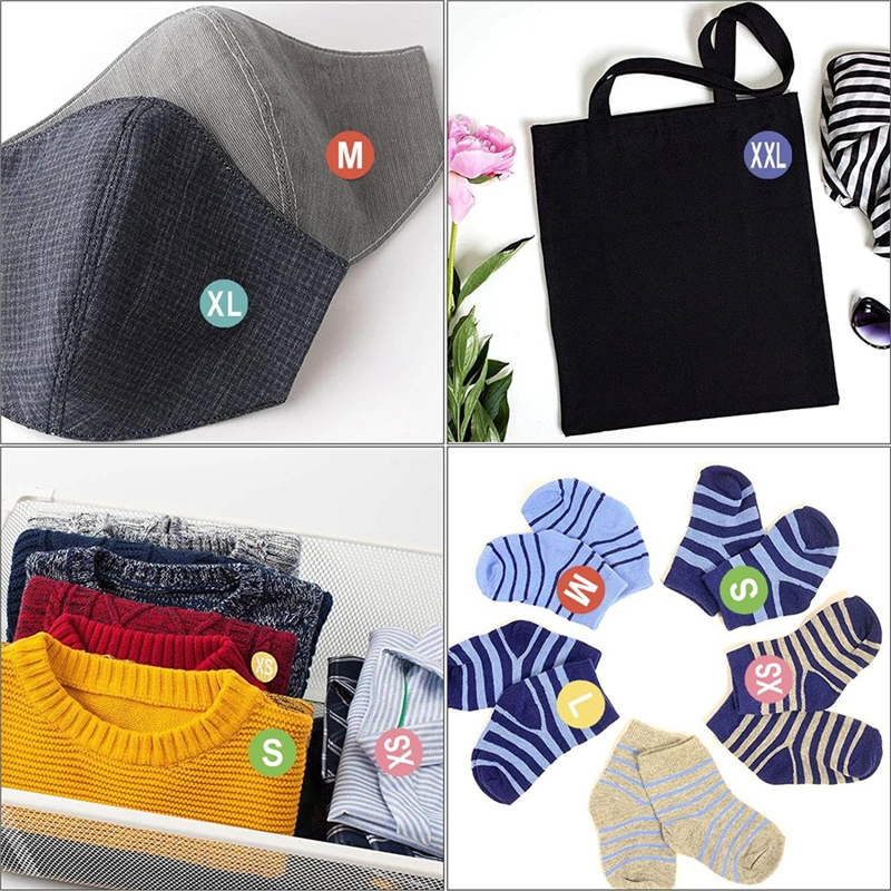 500张/卷衣服尺码大小贴纸XL服装鞋帽尺寸型号标记贴不干胶标签