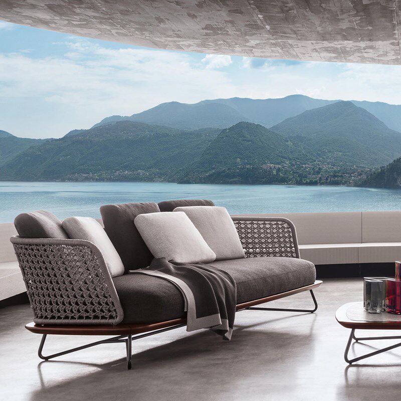 北欧户外实木沙发庭院花园民宿酒店客厅样板房设计师家具茶几组合