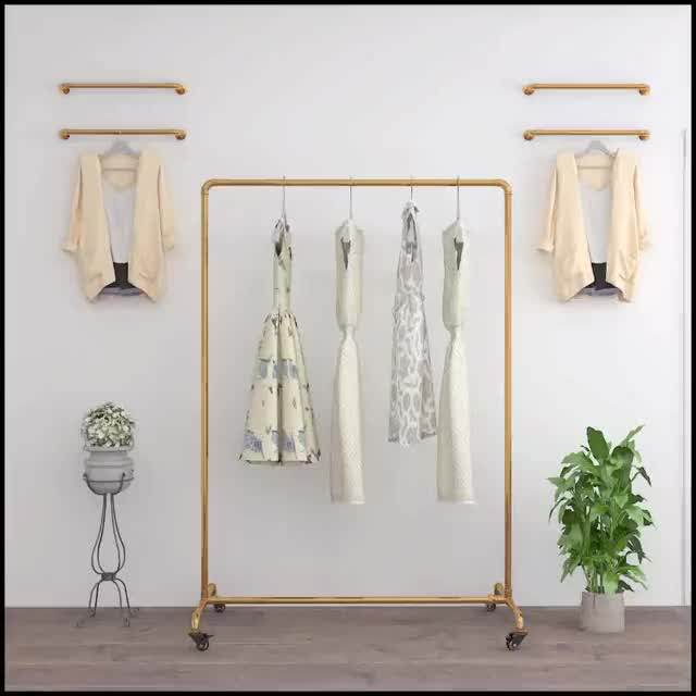 服装展示架女装店货架水管龙门架落地式挂衣架展会带轮服装店挂架