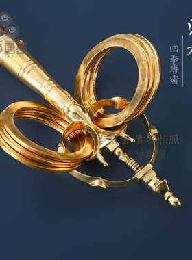 四季唐密 真言宗一面器法具 纯铜黑檀木法杖 手持法杖锡杖