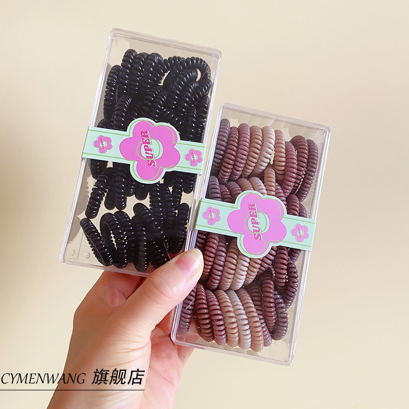 儿童电话线发圈小号细款发量少头绳黑色无痕女童皮筋高弹耐用马尾
