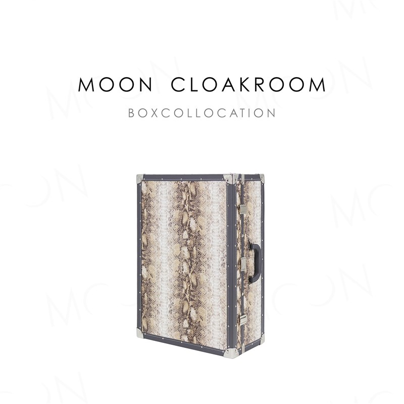 MOON慕空间收纳灰色蛇纹皮暖色五金手提旅行箱行李箱样板房衣帽间