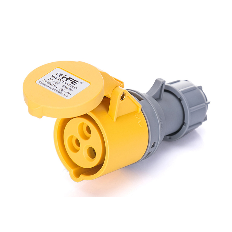 黄色3芯16A航空工业插头插座4H三芯32A/63A/125A连接器110V~130V