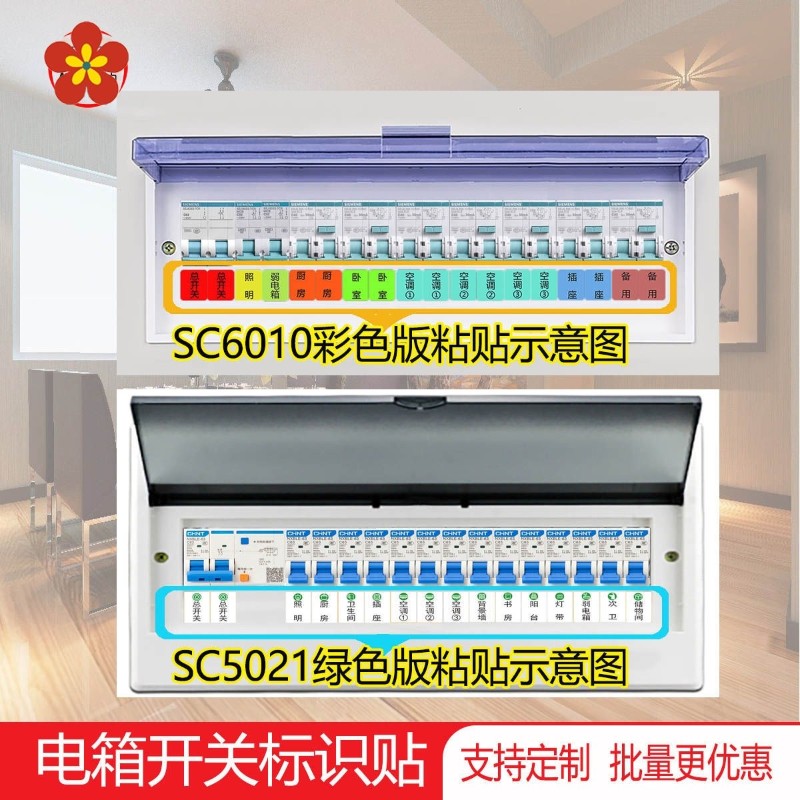 电箱三色标识配电箱开关标识贴家用电表箱空开贴标签提示贴不干胶