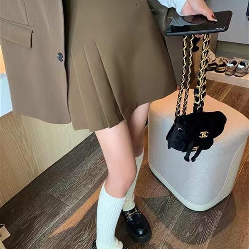 大碗plus定制大码女装肥妹妹mm拼接百褶西装短裙秋显瘦a字半身裙