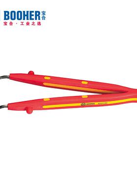 Booher宝合手动工具双色绝缘弯尖横齿镊子159mmBH0231155