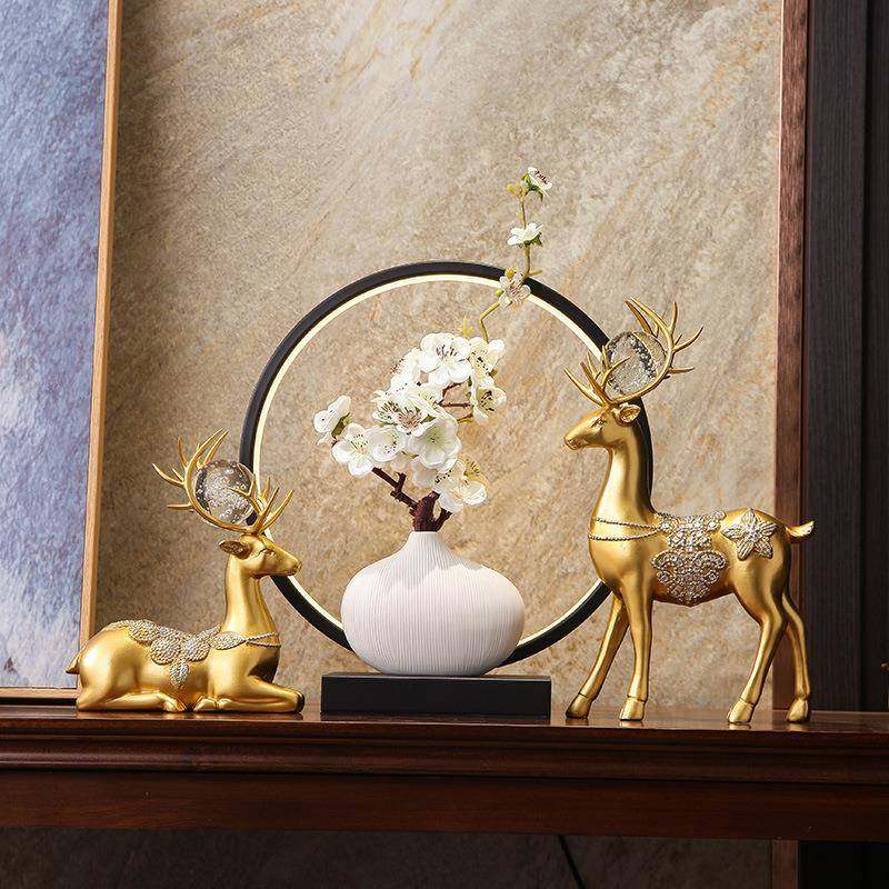 新中式博古架花瓶摆件客厅插花高级感入户玄关家居复古福鹿装饰品,纺织面料/辅料/配套,纺织机械配件,淘宝优惠券,粉丝福利购,淘宝优惠卷