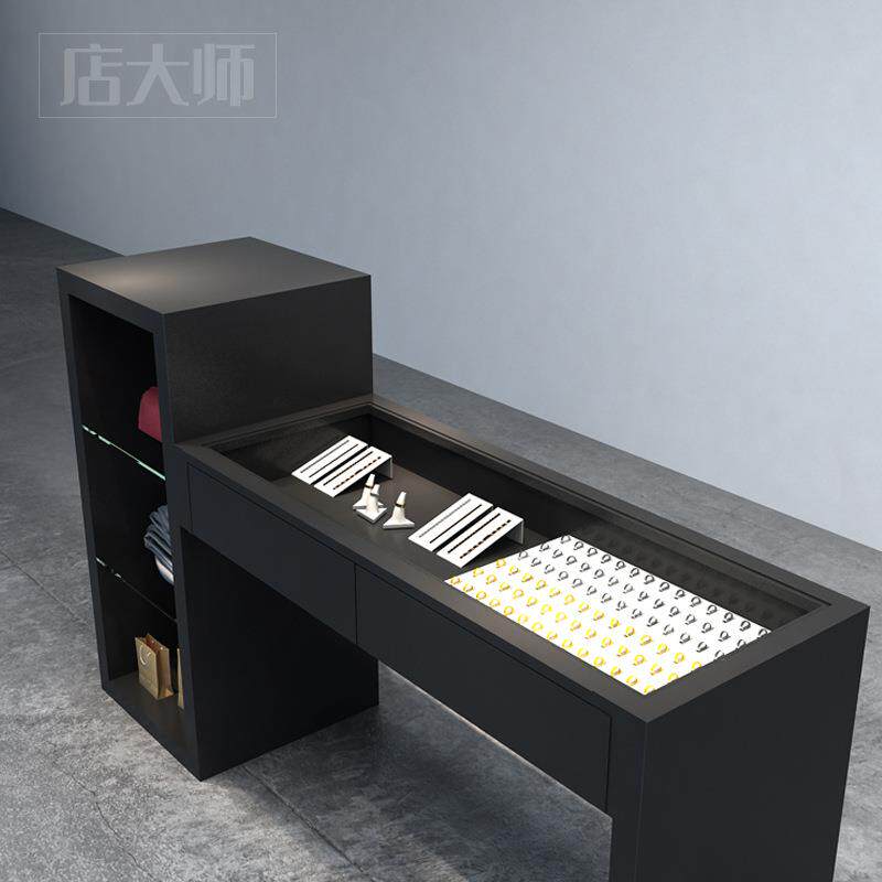 铁艺珠宝展示柜玉器首饰品精品展柜透明玻璃柜台流水台可