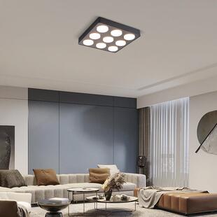 简约护眼超薄斗胆灯明装筒灯六头九头方形客厅卧室无主灯全光谱