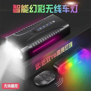 2021新品七彩尾灯山地车前灯usb充电公路山地车夜骑充电尾灯套装