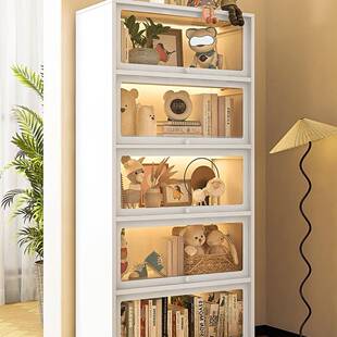 陌族家用书柜儿童书架客厅展示铁皮痛柜带门防尘储物柜落地置物架