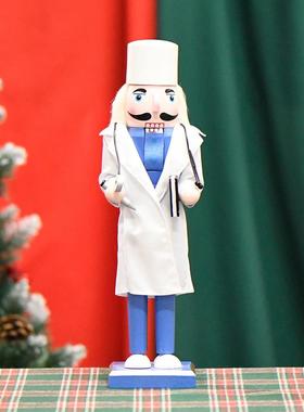 14in现货36CM带听诊器医生胡桃夹子木质圣诞节工艺品职业新品