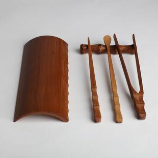 竹制六君子五件套茶则茶针茶拨茶夹茶搁置茶具配件纯手工直销