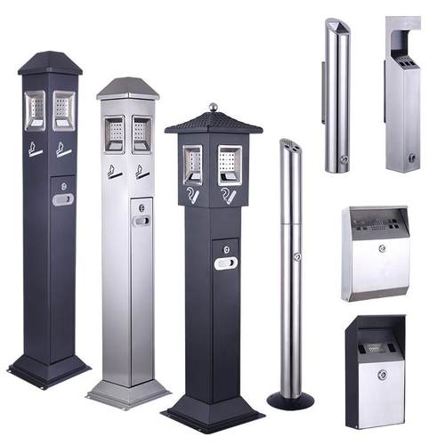 户外烟灰柱立式烟蒂柱不锈钢灭烟柱烟头收集器文明吸烟柱烟灰缸