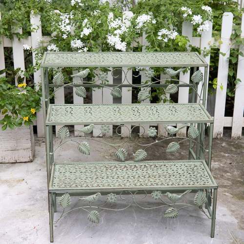 美式复古铁艺小鸟多层花架户外花园阳台庭院三层花盆架盆栽置物架