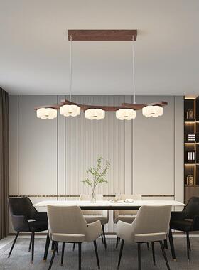 花朵中古风吊灯餐厅吧台灯实木复古饭厅餐桌岛台一字长条LED护眼