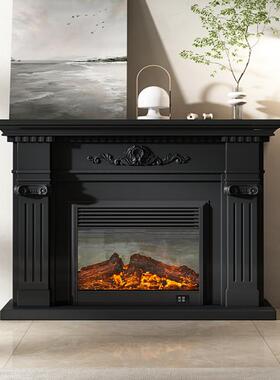 美式黑色电子取暖壁炉装饰柜仿真火电子壁炉法式壁炉柜装饰靠墙柜