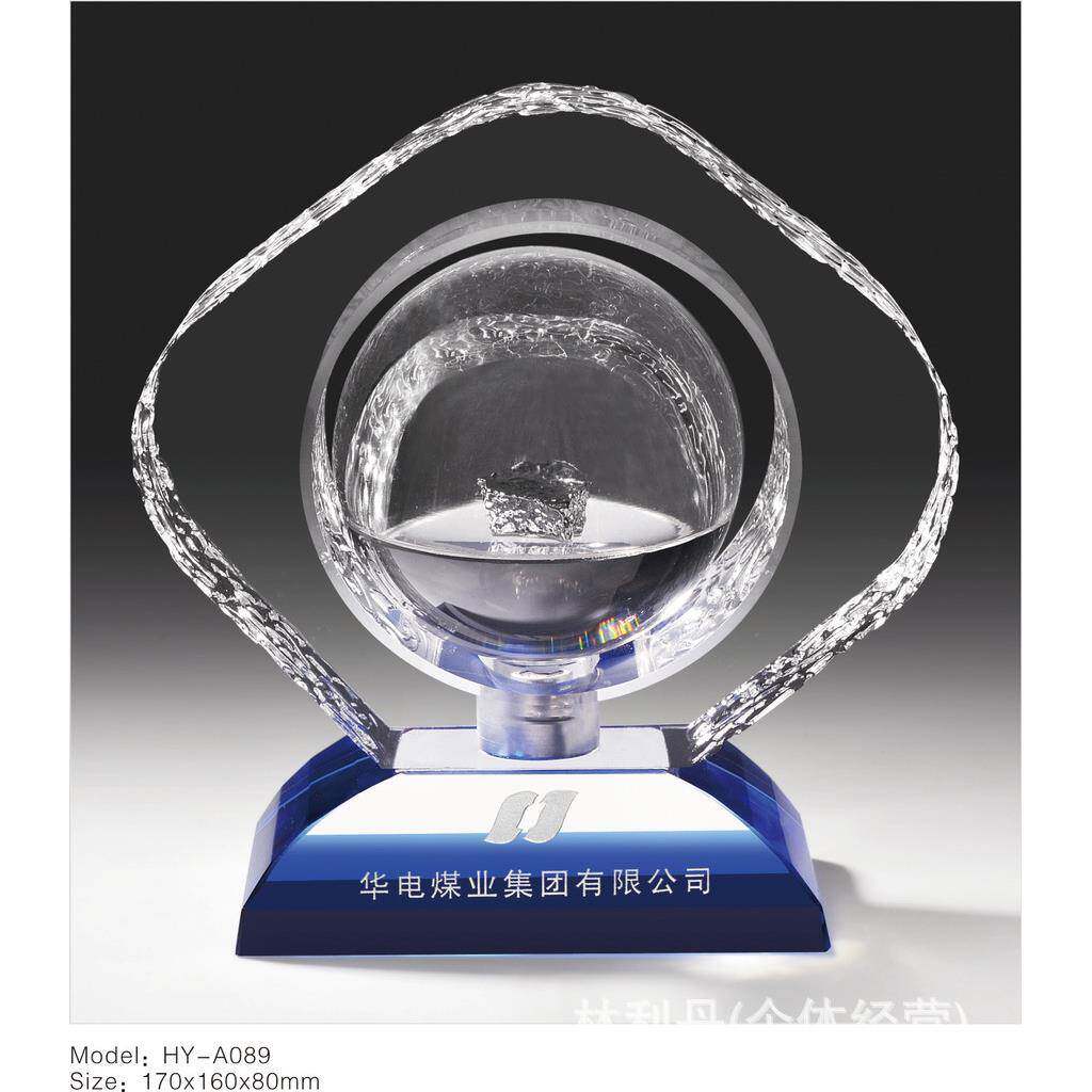 专业生产水晶工艺品奖牌水晶石来运转矿业工艺品石油公司工艺品等