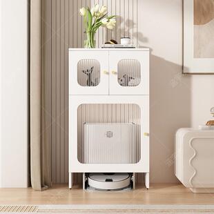 3Y简约扫地机器人收纳柜置物架可移动岩板餐边柜一体靠墙客厅储物