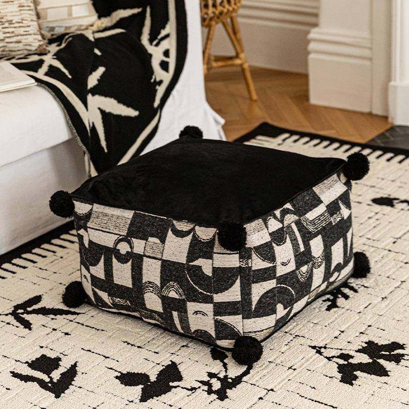 法式黑白复古风坐墩中式散尾葵提花矮凳蒲团懒人沙发客厅地毯坐垫,机械设备,其他机械设备,淘宝优惠券,粉丝福利购,淘宝优惠卷