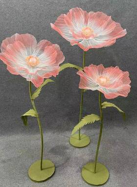 新款婚庆商场美陈摆件路引花渐变真丝网花服装店橱窗装饰摆设布置