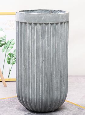 RST04(B)圆形水泥阳花盆简约欧风灰色台客厅大北号圆柱白型镁泥花