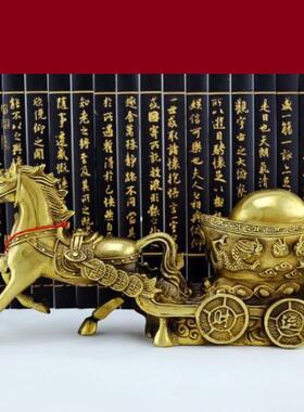 2023新款黄铜马拉327元龙宝铜马车铜金拉色铜器凤元摆件铜宝器