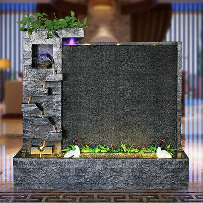 欧式摆公水幕墙假山流水屏隔断喷泉件店铺会所司客厅落地AMD装风