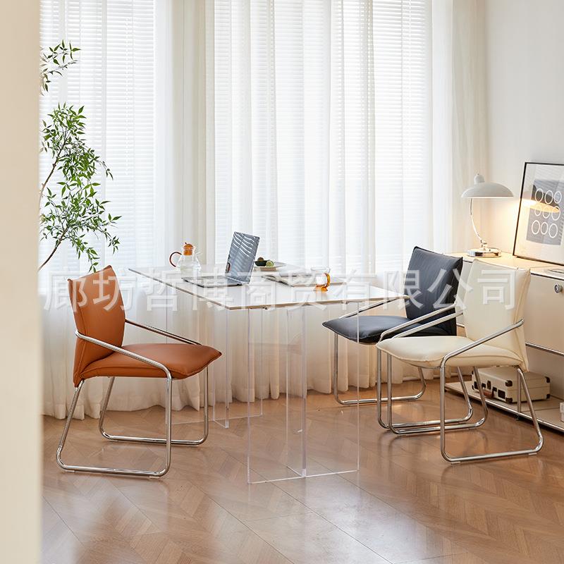 中古餐休椅家设zb-6610计师法轻奢软包书桌用化妆靠背书房闲单人