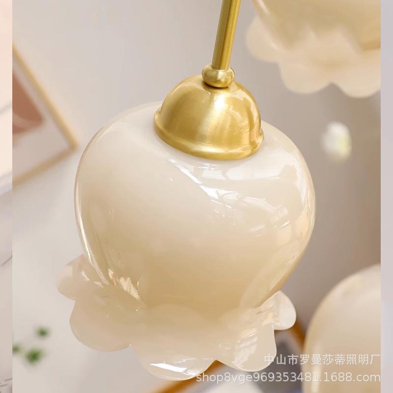 法式复古卧室铃油吊灯美138式铁艺简约现代奶厅风兰衣帽间客厅餐