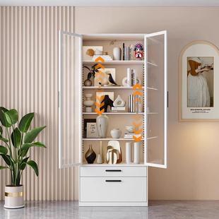 钢制柜书柜带玻璃门家用尘客厅简约落地组铁防艺书CDV架合儿童展