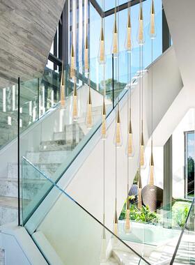 长楼梯吊灯水滴吊现代约简轻奢别墅灯复式楼水晶loft楼89623梯旋