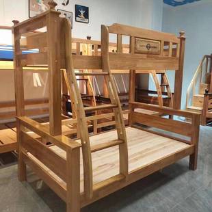 全木加厚实床木子母双120层高床上下床成橡人低床儿童床成人母子