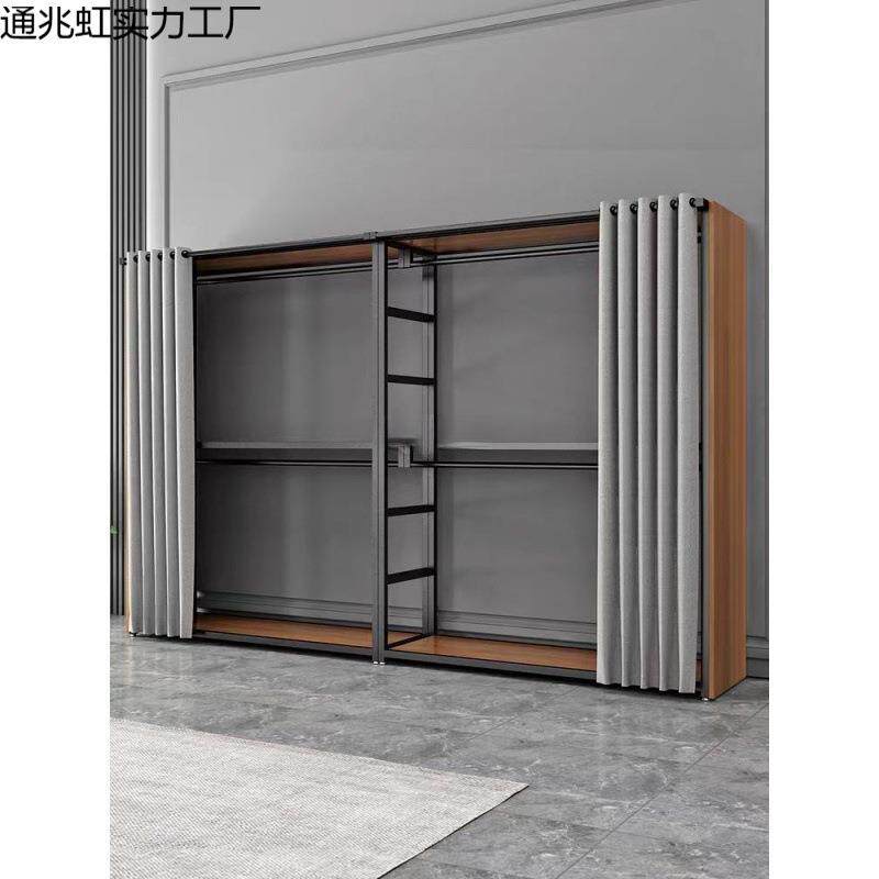 简约入落地步间架子卧室金属SDY铁艺框架挂架开放式衣帽衣钢木衣