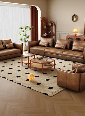 大利设计师沙大平层意式极简HOQ直排发气别墅中古风高端意皮艺大