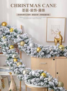 圣诞节装饰品藤条加密PVC花窗环场橱门布景用商品框BIE成品绿色藤