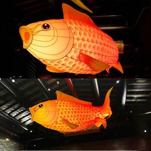 发光908锦鱼灯网鲤红笼打卡餐酒馆卡饰通商街景区装创意彩花灯