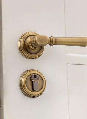 工直售法式厂复古全铜室内卧室门锁门磁吸静古音中风房门CP20-55