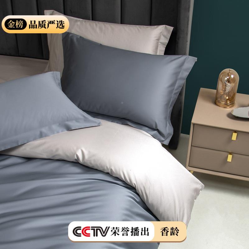 高端轻奢全棉10被0支547A类拼双长绒棉四件套棉简纯约纯色套床上