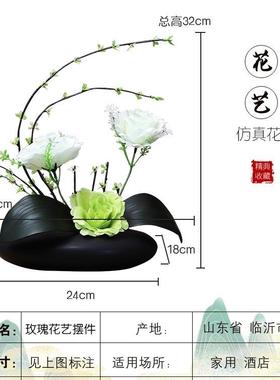 套仿真花玫瑰花艺摆件简约家居客厅意电视IPK柜创装饰假花绢花摆