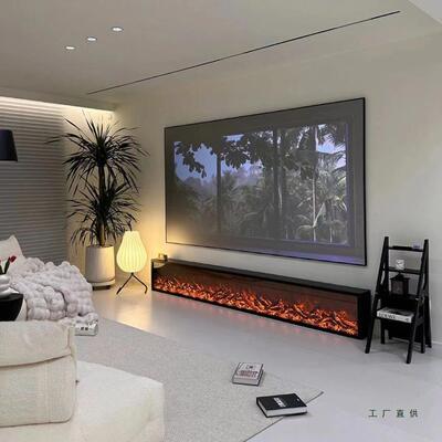 定制电子壁炉仿真美火焰灯F96STTH7地台木电柜法式柴取暖器假火视