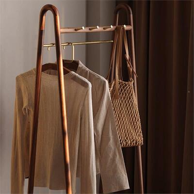 北木美黑胡桃木衣帽架卧新室家实落地挂衣BUF架中式具衣服置物架