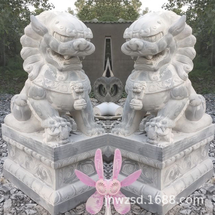 别墅装饰动物雕塑制作 庭院大门石雕动物价钱 门口石刻动物雕像图