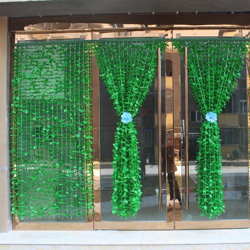 绿色叶子门帘挂断竹子帘玄隔阳台帘宾馆餐厅茶823关吧足浴店装饰