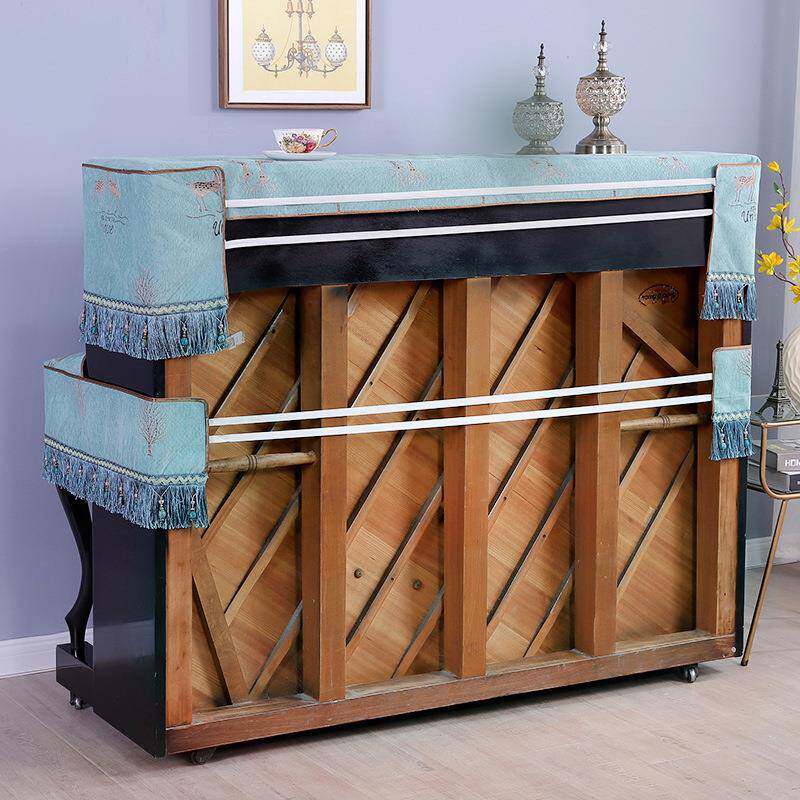 钢琴罩半罩欧式包件新款电三钢琴披盖巾套半QTF防尘布艺柜式套钢