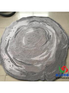 新中式IBM抽象地灰色水墨台画椭圆客形厅茶几毯餐厅书桌阳玄关门